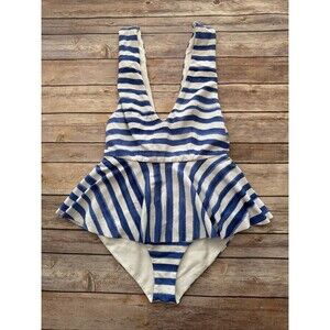 Marysia women’s swim gramercy skirted maillot one piece swimsuit  XS blue white